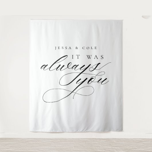 Chic Elegant Romantic Wedding Photo Backdrop Wandkleed (Voorkant)