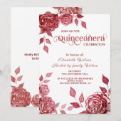 Chic elegant romantische rozen Quinceañera Kaart (Voorkant / Achterkant)