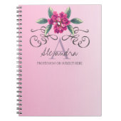 Chic Elegant Roos Floral Monogram Notitieboek (Voorkant)