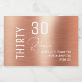 Chic Elegant Roos Gold 30 Birthday Party Mini Likeurfles Etiket (Enkel label)