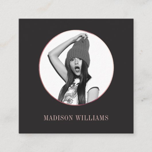 Chic Elegant Roos Gold Foto Unieke sociale media Contactkaartje (Voorkant)