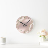 Chic Elegant Roos Gold Glitter Marble Ronde Klok (Huis)