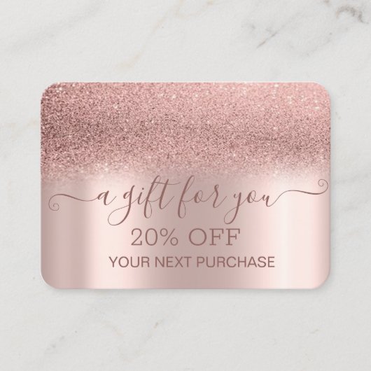 Chic Elegant Roos Gold Glitter Ombre Kortingskaartje (Voorkant)