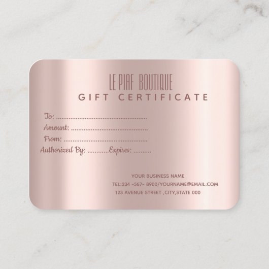 Chic Elegant Roos Gold Glitter Ombre Kortingskaartje (Achterkant)