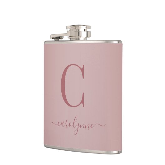 Chic Elegant Roos Gold Monogram Script Heupfles (Links)