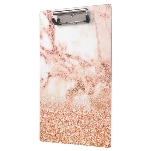 Chic Elegant Roos Gold Ombre Glitter Marble Klembord (Links)