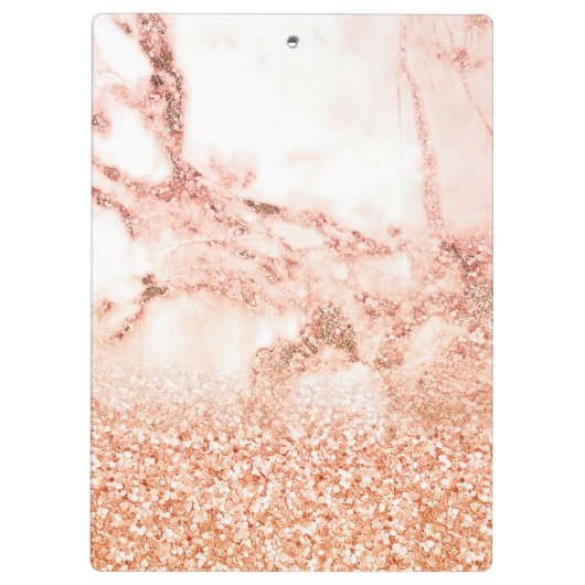 Chic Elegant Roos Gold Ombre Glitter Marble Klembord (Achterkant)