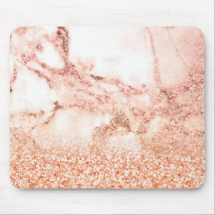Chic Elegant Roos Gold Ombre Glitter Marble Muismat