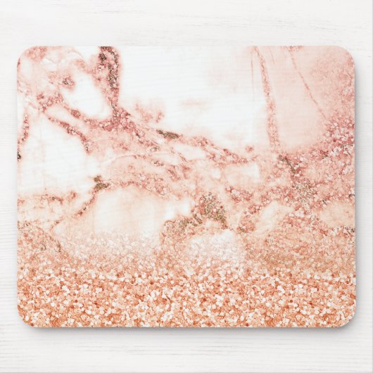 Chic Elegant Roos Gold Ombre Glitter Marble Muismat (Voorkant)