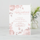 Chic elegant Roos Gold rozen Quinceañera Kaart (Staand voorkant)