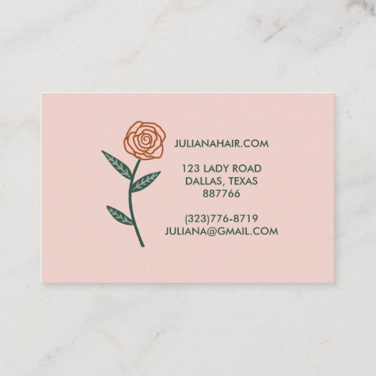 Chic Elegant Roos Lijst Floral Blush Pink Visitekaartje (Achterkant)