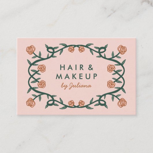 Chic Elegant Roos Lijst Floral Blush Pink Visitekaartje (Voorkant)