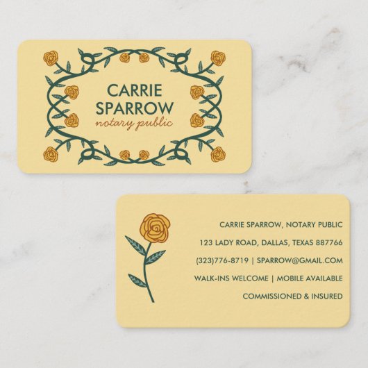 Chic Elegant Roos Lijst Floral Notional Public Leg Visitekaartje (Voorkant / Achterkant)