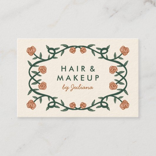 Chic Elegant Roos Lijst Floral Pink Cream Visitekaartje (Voorkant)