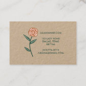 Chic Elegant Roos Lijst Floral Pink Kraft Paper Visitekaartje (Achterkant)