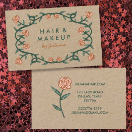 Chic Elegant Roos Lijst Floral Pink Kraft Paper Visitekaartje