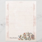 Chic Elegant Roos Thema High Tea Lined Stationery (Voorkant)