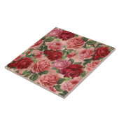 Chic Elegant  Roze Bord rode roos bloemen Tegeltje (Zijkant)