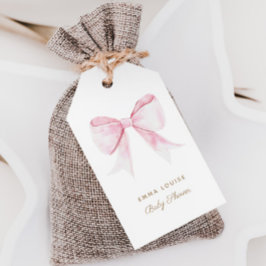 Chic Elegant Roze Coquette Bow Baby shower Meisje Cadeaulabel