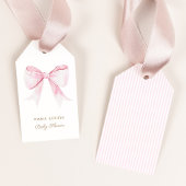 Chic Elegant Roze Coquette Bow Baby shower Meisje Cadeaulabel