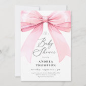 Chic Elegant Roze Coquette Bow Baby shower Meisje Kaart (Voorkant)
