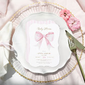 Chic Elegant Roze Coquette Bow Baby shower Meisje Kaart