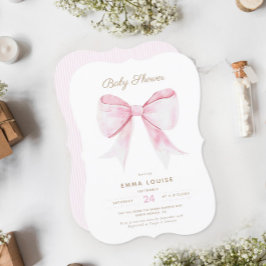 Chic Elegant Roze Coquette Bow Baby shower Meisje Kaart