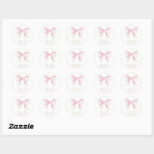 Chic Elegant Roze Coquette Bow Baby shower Meisje Ronde Sticker (Vel)