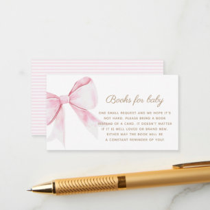 Chic Elegant Roze Coquette Bow Boeken voor Baby Gi Informatiekaartje