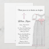 Chic Elegant Roze Cross Baptism/Christening Kaart (Voorkant / Achterkant)