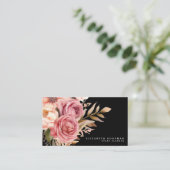 Chic Elegant Roze en Zwarte Visitekaartjes (Staand voorkant)