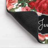 Chic Elegant  Roze Rode rozen florale naam Muismat (Hoek)