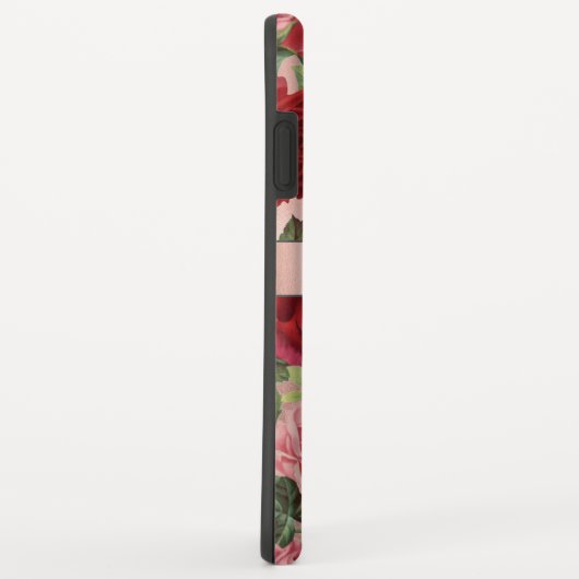 Chic Elegant  Roze Rood Roses Floral Name Case-Mate iPhone Case (Achterkant/rechts)