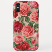 Chic Elegant  Roze Rood Roses Floral Name Case-Mate iPhone Case (Achterkant)