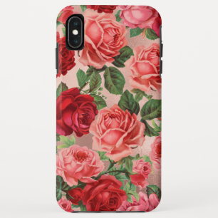 Chic Elegant  Roze Rood Roses Floral Name Case-Mate iPhone Case