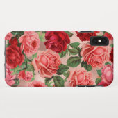 Chic Elegant  Roze Rood Roses Floral Name Case-Mate iPhone Case (Achterkant (horizontaal))