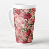 Chic Elegant  Roze Rood Roses Floral Name Latte Mok (Linkerhoek)