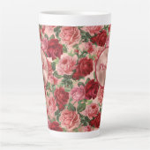Chic Elegant  Roze Rood Roses Floral Name Latte Mok (Voorkant)