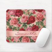 Chic Elegant  Roze Rood Roses Floral Name Muismat (Met muis)