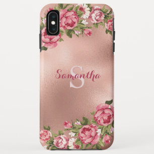 Chic Elegant  Roze Roses Floral Name Case-Mate iPhone Case