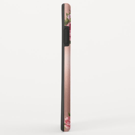 Chic Elegant  Roze Roses Floral Name Case-Mate iPhone Case (Achterkant/rechts)