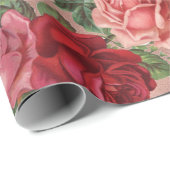 Chic Elegant  roze roze rozen Floral Cadeaupapier (Rol Hoek)