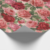 Chic Elegant  roze roze rozen Floral Cadeaupapier (Hoek)