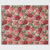 Chic Elegant  roze roze rozen Floral Cadeaupapier (Vlak)