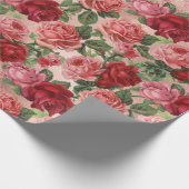 Chic Elegant  roze roze rozen Floral Cadeaupapier (Hoek)