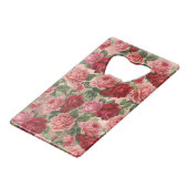 Chic Elegant  roze roze rozen Floral Creditkaart Flessenopener (Voorkant Gekanteld)