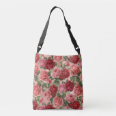 Chic Elegant  roze roze rozen Floral Crossbody Tas (Achterkant)