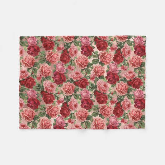 Chic Elegant  roze roze rozen Floral Fleece Deken (Voorkant (Horizontaal))