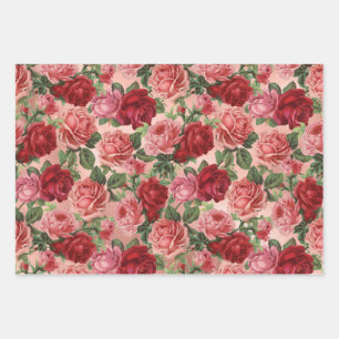 Chic Elegant  roze roze rozen Floral Inpakpapier Vel