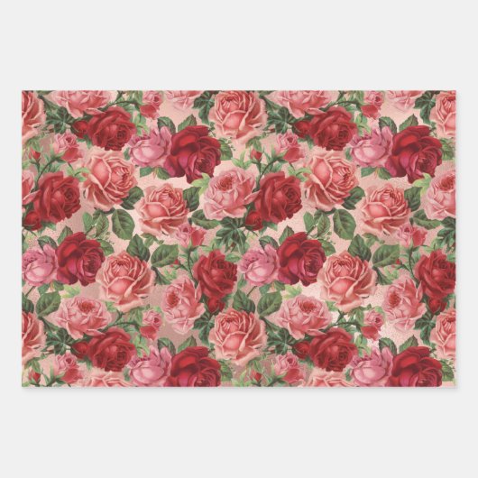 Chic Elegant  roze roze rozen Floral Inpakpapier Vel (Voorkant)
